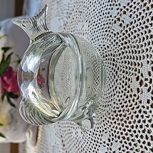 Vintage Anckor Hocking fish trinket covered dish clear